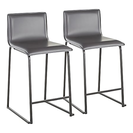 LumiSource Mara Counter Stools, Black/Gray, Set Of 2 Stools