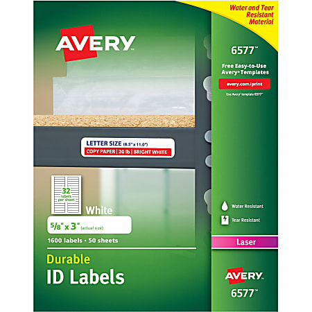 Avery® Permanent Durable ID Labels With TrueBlock®, 6577, 5/8