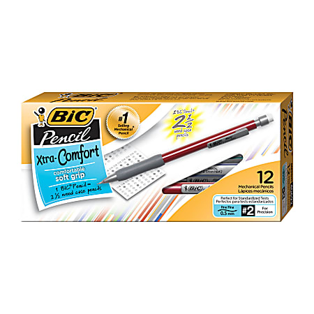 BIC® Xtra-Comfort Mechanical Pencils, 0.5mm, #2 Lead, Assorted Barrel Colors, Pack Of 12