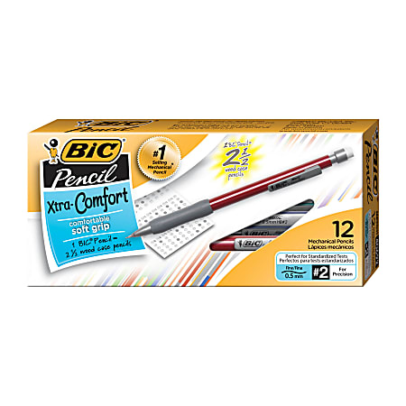 BIC® Xtra-Comfort Mechanical Pencils, 0.5mm, #2 Lead, Assorted Barrel Colors, Pack Of 12