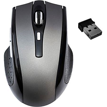 Premiertek 5 Buttons Wireless Cordless Optical Scrolling Wheel Mouse - Optical - Wireless - Radio Frequency - Black, Gray - 1 Pack - USB - 1600 dpi - Scroll Wheel - 5 Button(s)