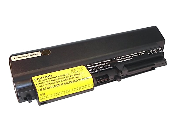eReplacements - Notebook battery (equivalent to: IBM 43R2499) - lithium ion - 9-cell - 7200 mAh - black - for Lenovo ThinkPad R400; R61; R61i; R61u; T400; T61; T61u