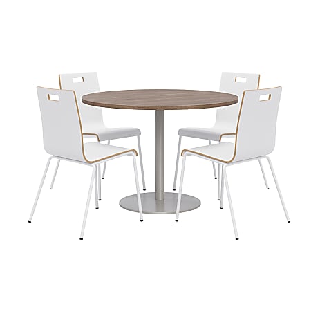 KFI Studios Proof Dining Table Set With Jive Dining Chairs, White/Brown