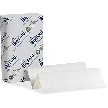 Pacific Blue Ultra Bigfold Premium Recycled Paper Towels by GP Pro - 1 Ply - 10.20" x 10.80" - White - Paper - Embossed, Absorbent, Interfolded, Unscented - For Hand - 220 Per Pack - 2200 / Carton