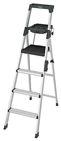 Cosco Lightweight Aluminum Folding Step Ladder With Leg Lock And Handle, 300 Lb, 6'