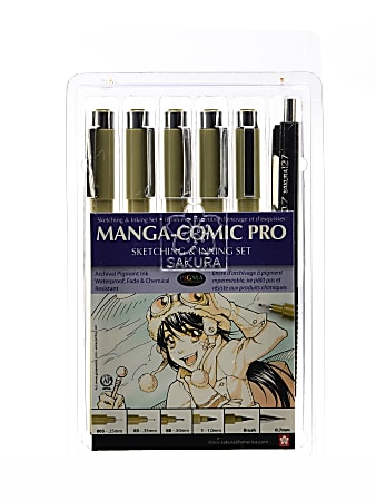 Sakura Manga-Comic Pro Sketching And Inking Set, Black Ink, Pack Of 2