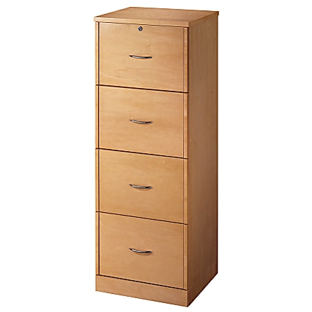 Realspace® Premium 4-Drawer Laminate Vertical File, 51 1/2"H x 18 1/2"W x 16 3/4"D, Medium Maple