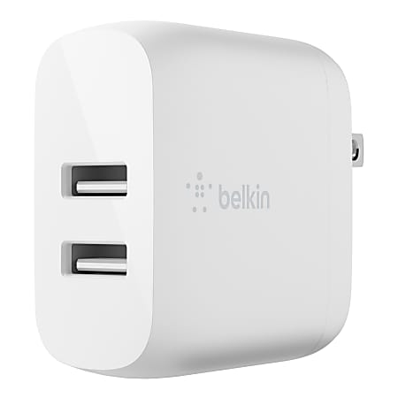 Belkin® 24W Dual USB-A Wall Charger And USB-A-To-Lightning Cable, White