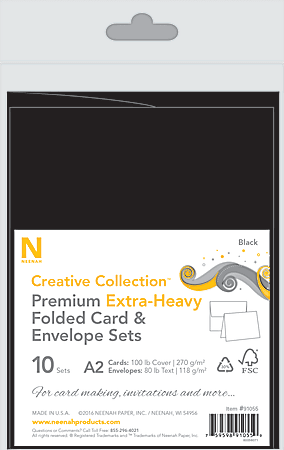 Neenah® Creative Collection™ Card And Envelope Set, A2, Black, FSC® Certified, Set Of 10