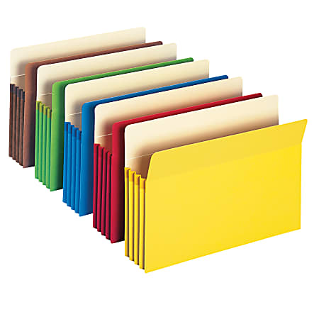 Smead® Color File Pockets, 3 1/2" Expansion, 9 1/2" x 11 3/4", Assorted Colors, Pack Of 5