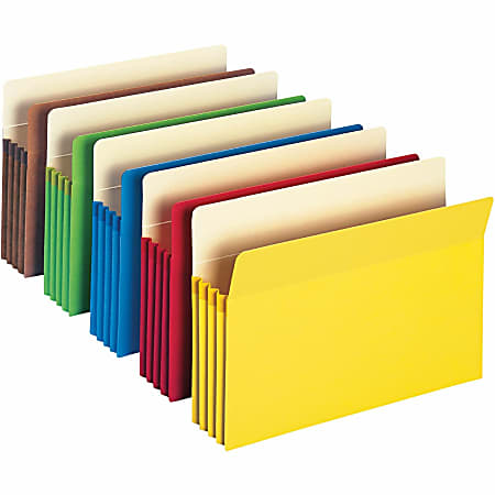 Smead® Color File Pockets, 3 1/2" Expansion, 9 1/2" x 14 3/4", Assorted Colors, Pack Of 5