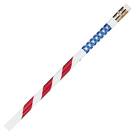Moon Products Stars & Stripes Themed Pencils, #2 Lead, Red/White/Blue Barrel, Pack Of 12 Pencils