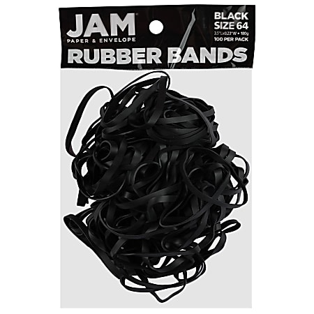 JAM Paper® Rubber Bands, Black, Size 64, Pack Of 100 Rubber Bands
