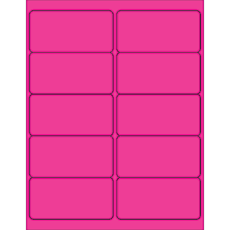 Office Depot® Brand Labels, LL178PK, Rectangle, 4" x 2", Fluorescent Pink, Case Of 1,000