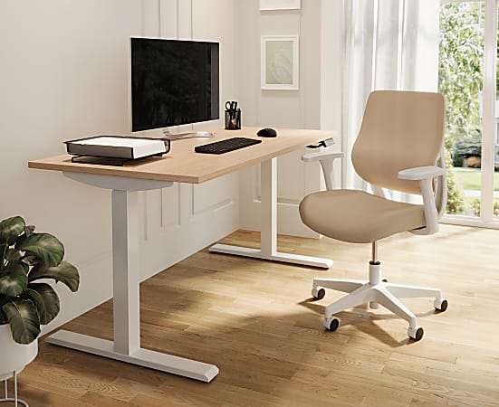 Realspace&reg; Magellan Performance Electric 60"W Height-Adjustable Standing Desk, Natural Oak, BIFMA Compliant
