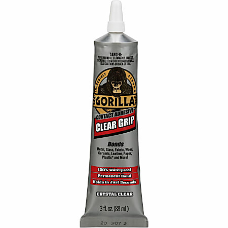Gorilla Clear Grip Contact Adhesive - 3 fl oz - 1 Each - Clear Gorilla Clear Grip Contact Adhesive - 3 fl oz - 1 Each - Clear
