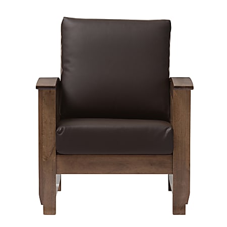 Baxton Studio Alina Lounge Chair, Dark Brown/Dark Walnut