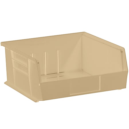 Partners Brand Plastic Stack & Hang Bin Storage Boxes, Small Size, 5" x 11" x 10 7/8", Ivory, Case Of 6