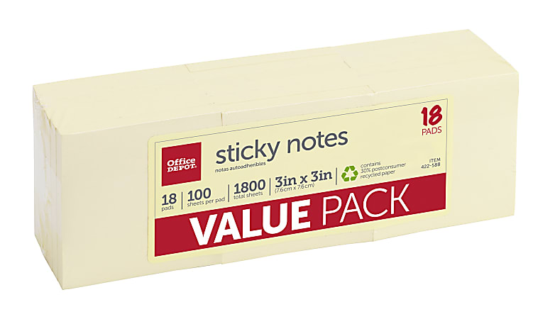 Office Depot® Brand Sticky Notes Value Pack, 30%