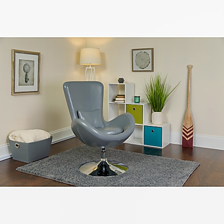 Flash Furniture Egg Side Reception Chair With Bowed Seat, Gray/Chrome