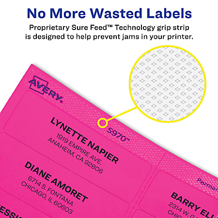 Avery High-Visibility Removable ID Labels Laser/Inkjet 2 x 4 Asst. Neon 120/Pack