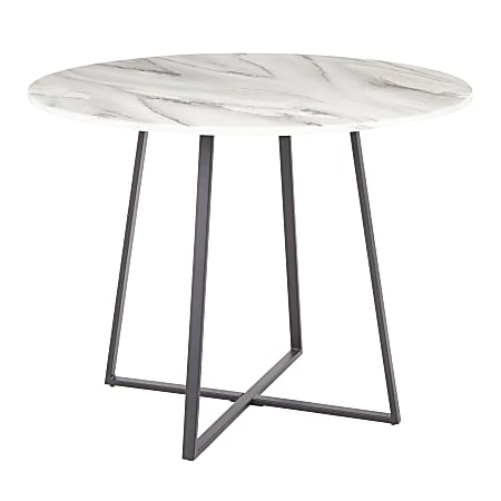 LumiSource Cosmo Marble Dining Table, 31"H x 39-1/2"W x 39-1/2"D, White/Black