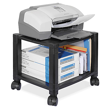 Kantek 2-Shelf Mobile Printer/Fax Stand, 11 7/8"-14 1/8"H x 17"W x 13 1/4"D, Black