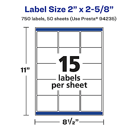 Avery Permanent Labels With Sure Feed 94235 WMP50 Rectangle 2 x 2
