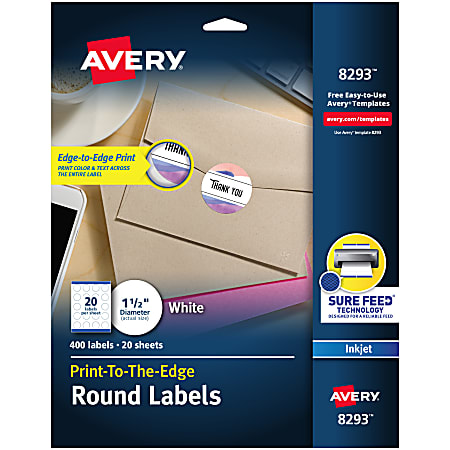 Avery® Print-to-the-Edge Labels With Sure Feed® Technology, 8293,