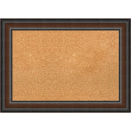 Amanti Art Rectangular Non-Magnetic Cork Bulletin Board, Natural, 29” x 21”, Cyprus Walnut Wood Frame