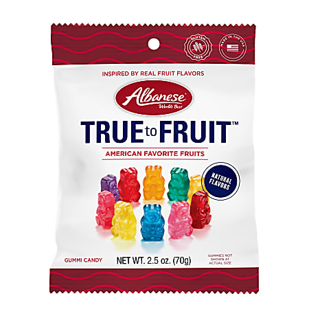 Albanese True to Fruit American Favorite Fruits Gummies, 2.5 Oz, 12 Pouches Per Pack, Set Of 2 Packs