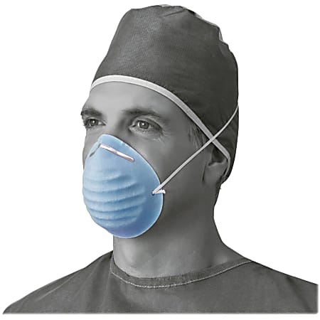 Medline Cone-style Face Mask - Latex-free, Fluid Resistant, Rounded Edge - Blue - 50 / Box