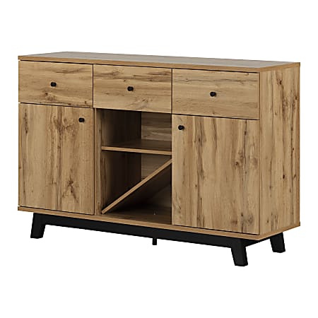 South Shore Bellami 57"W Buffet With Wine Storage, Nordik Oak