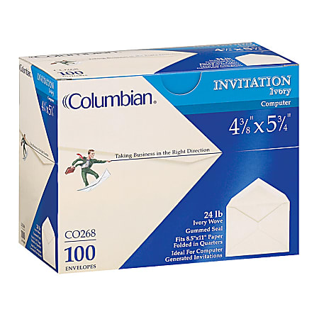 Quality Park® Invitation And Greeting Card Envelopes, 4 3/8" x 5 3/4", Ivory, Box Of 100