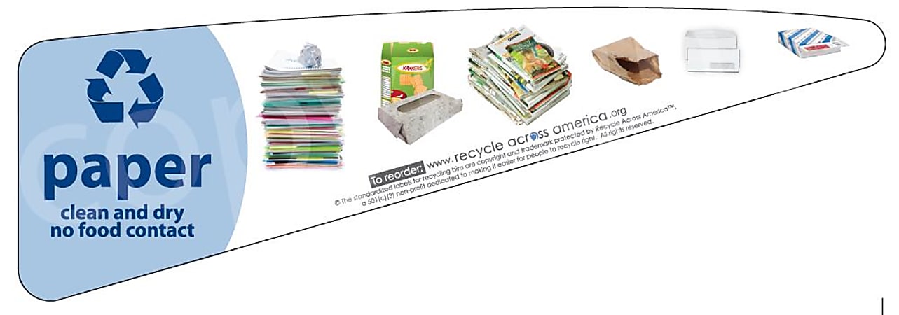 Recycle Across America Paper Standardized Recycling Labels, P-TRI, 13 3/8" x 4 5/8", Light Blue