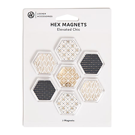 U Brands® Elevated Hex Magnets, 4-15/16”H x 5/16”W x 6-1/16”D, Assorted Colors, Set Of 7 Magnets