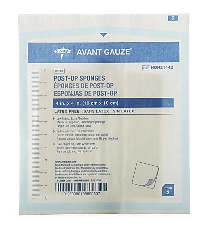 Medline Post-Op Sterile Gauze, 4" x 4", White, Case Of 1,200