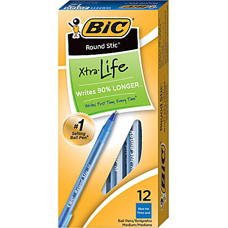 BIC Round Stic Ballpoint Pens Medium Point 1.0 mm Translucent