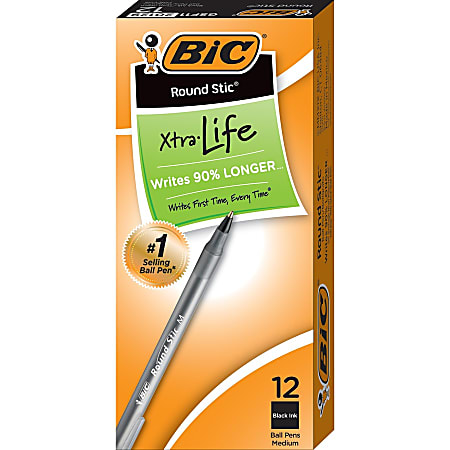 BIC Round Stic Ballpoint Pens Medium Point 1.0 mm