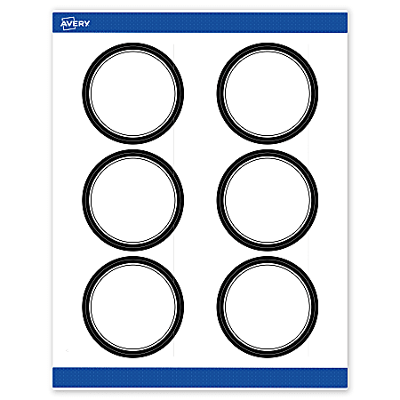 Avery® Print-To-The-Edge Labels With Sure Feed® Technology, S00-DM1-PRWMP10, Round, 3", Matte White, Preprinted Double Black Border Design, Pack Of 60