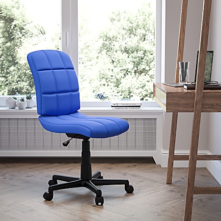 Flash Furniture Quilted Vinyl Mid-Back Swivel Task Chair, Blue/Black