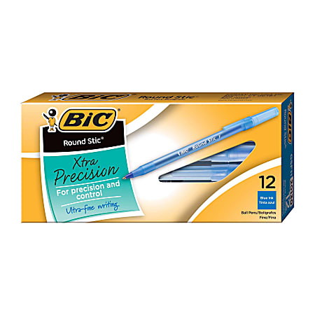 BIC® Round Stic® Ballpoint Pens, Fine Point, 0.8