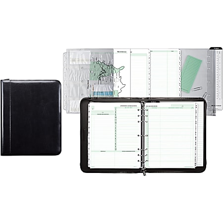 Day-Timer® Aristo 1" Bonded Leather Binder Set With Zipper, 8 1/2" x 11", Black
