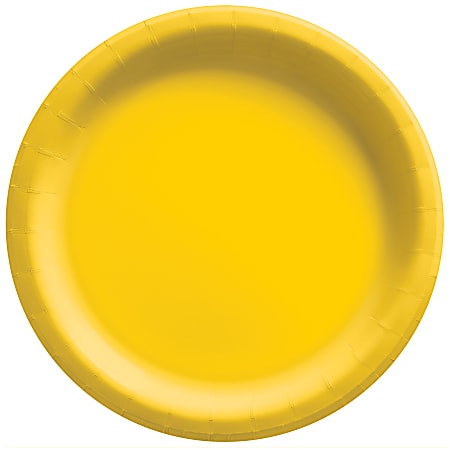 Amscan Round Paper Plates, 8-1/2”, Yellow Sunshine, Pack Of 150 Plates