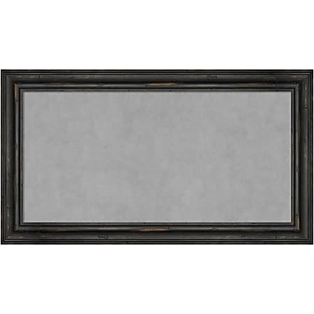Amanti Art Narrow Magnetic Bulletin Board, Steel/Aluminum, 27" x 15", Rustic Pine Black Wood Frame
