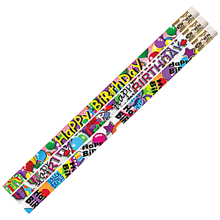 Musgrave Pencil Co. Motivational Pencils, 2.11 mm, #2 Lead, Birthday Supreme, Multicolor, Pack Of 144
