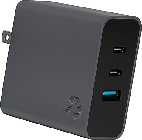 Nimble® Eco-Friendly WALLY 65W USB-C GaN Laptop Charger, Gray