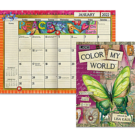 Lang Monthly Planner, Letter-Size, Color My World, January 2022 To January 2023, 229910121