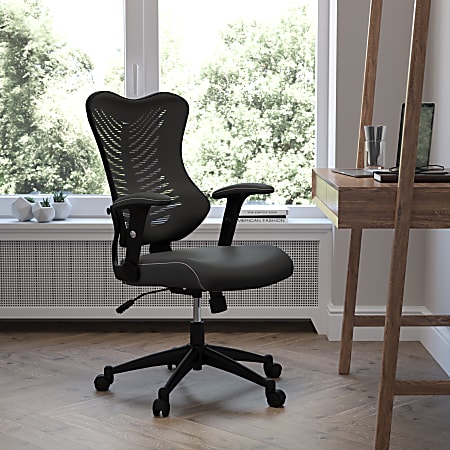 Flash Furniture Designer Ergonomic Mesh/LeatherSoft™ High-Back Chair, Black