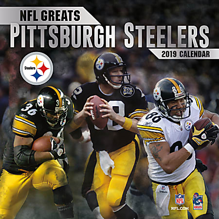 Turner Sports Monthly Wall Calendar, 12" x 12", NFL Greats Pittsburgh Steelers, January to December 2019